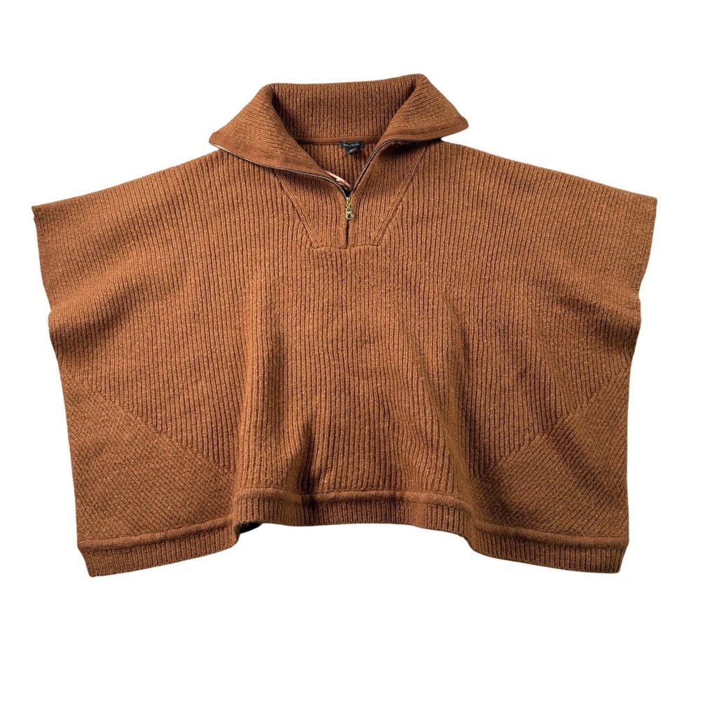 Ann Taylor‎ Poncho Sweater Womens XS/S Oversized 1/4 Zip Heavy Chunky Wool Blend